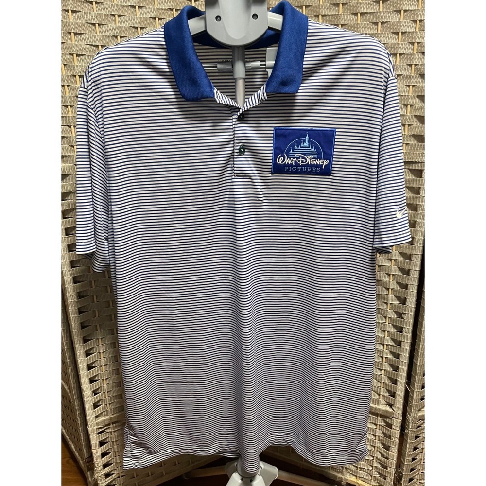 Nike Golf Dri-FIT Walt Disney Pictures Polo Shirt Mens XXL Blue White Striped